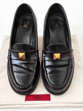 Valentino Garavani Gold Stud Leather Loafers 40